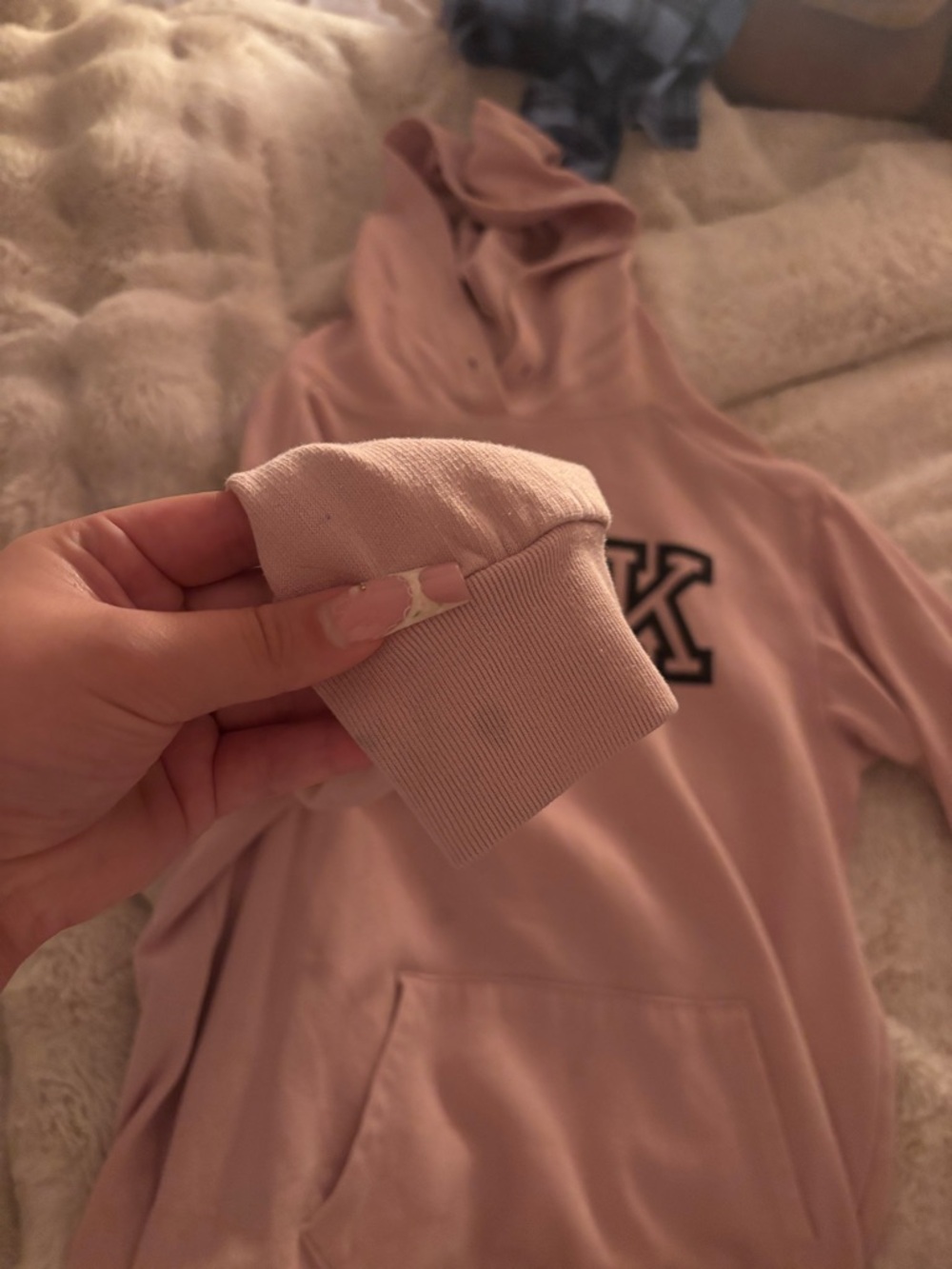 PINK Victoria's Secret Dusty Pink Pullover Hoodie with Black Logo